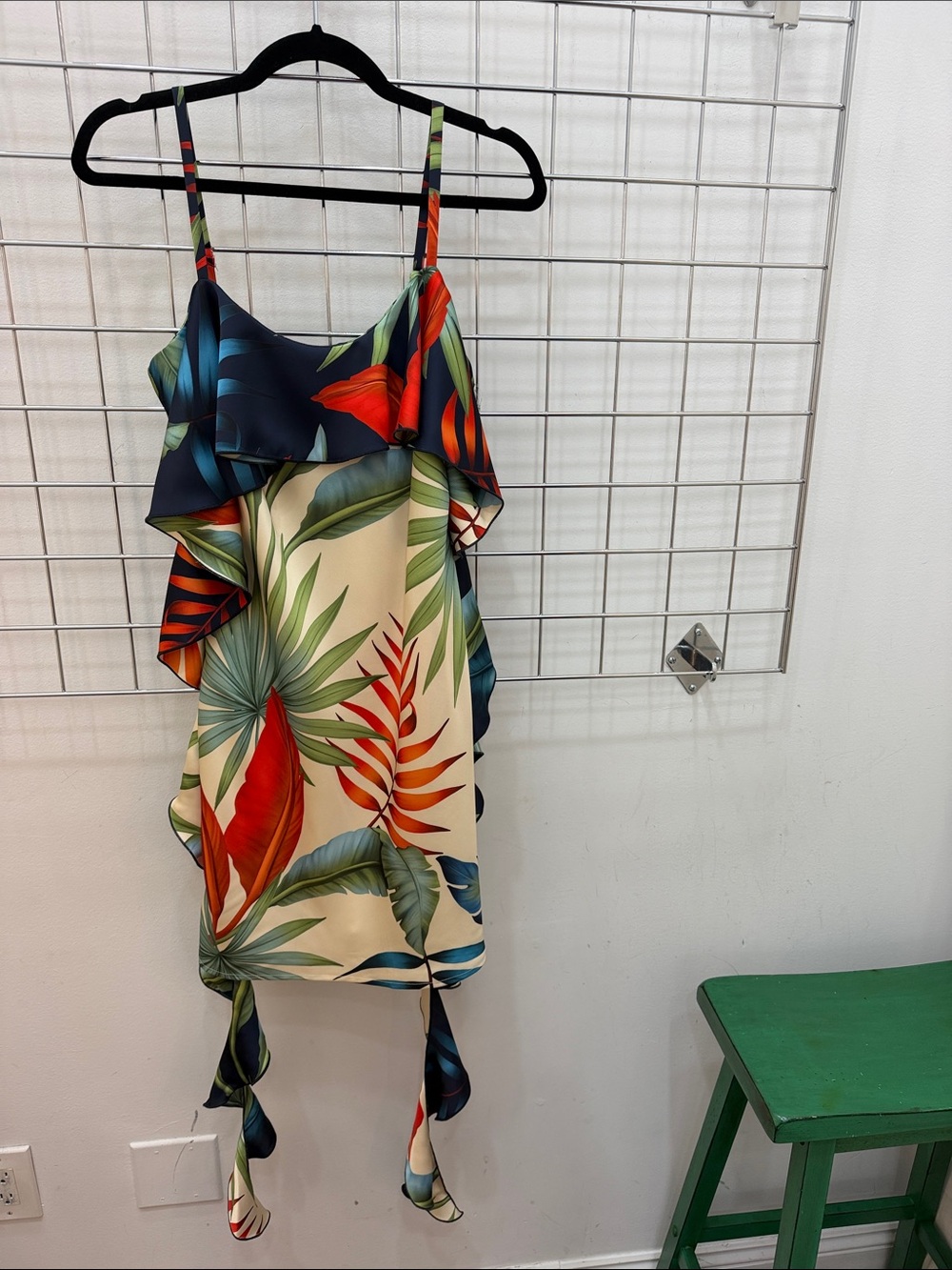 Tropical Print Ruffle Dress in Multi-Color